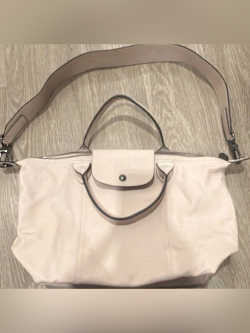 New Longchamp Le Pliage Cuir Medium Leather Top Handle Tote
